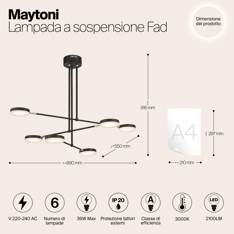 Люстра на штанге Maytoni MOD070PL-L38B3K