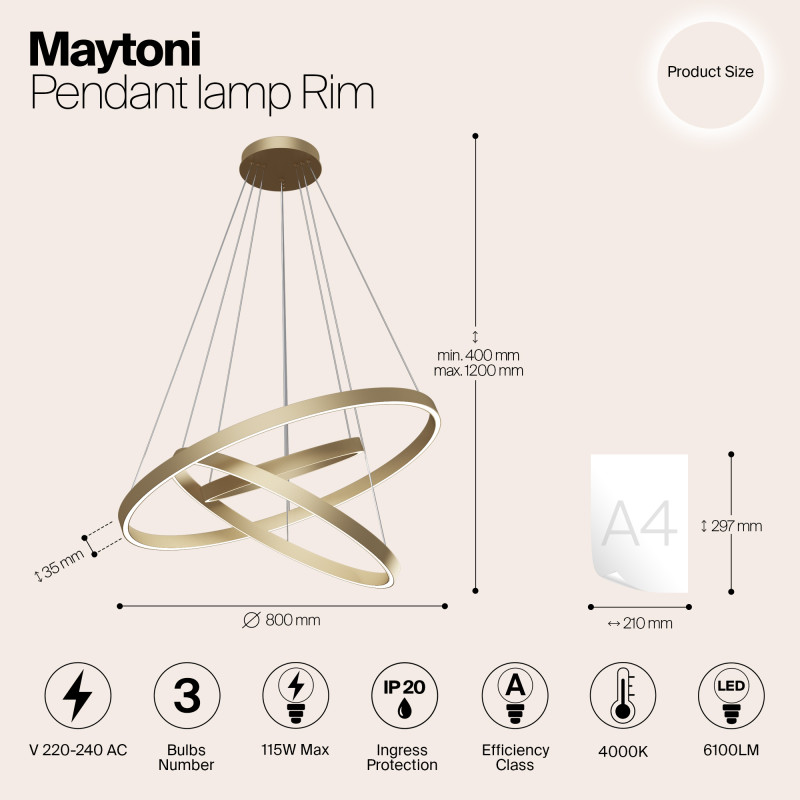 Подвесная люстра Maytoni MOD058PL-L100BS4K