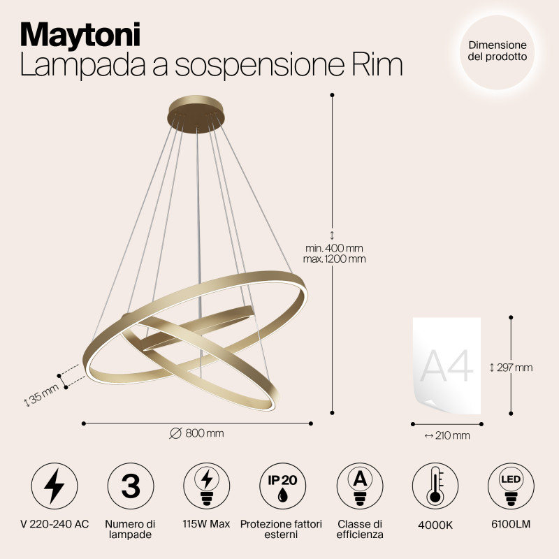 Подвесная люстра Maytoni MOD058PL-L100BS4K