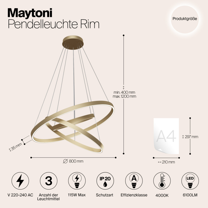 Подвесная люстра Maytoni MOD058PL-L100BS4K