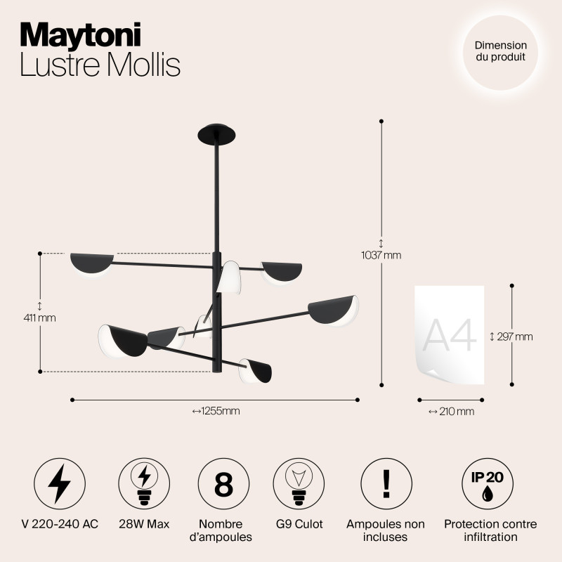 Люстра на штанге Maytoni MOD126PL-08B