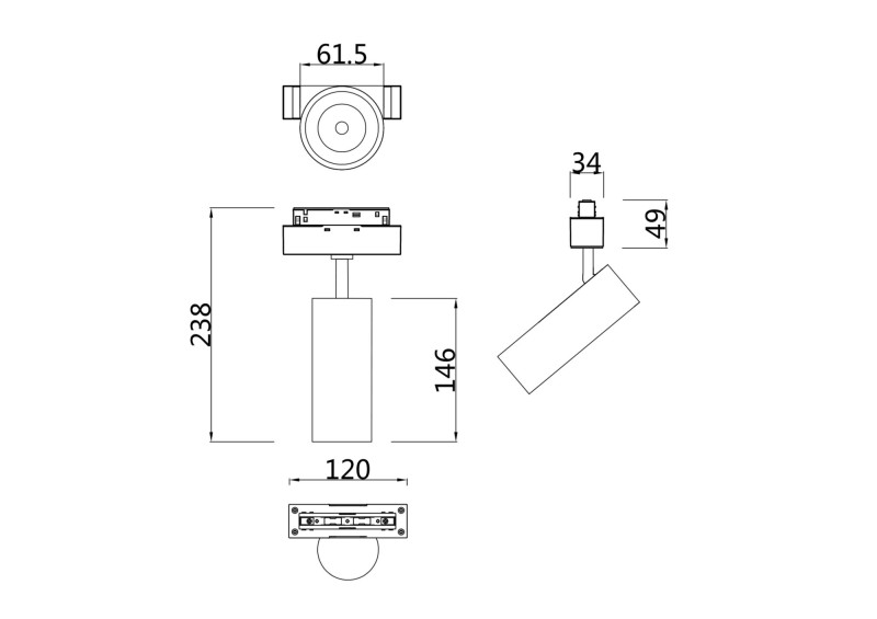 Светильник на шине Maytoni Technical TR019-2-15W3K-MG