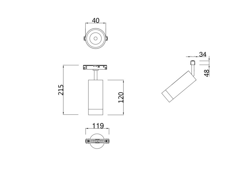 Светильник на шине Maytoni Technical TR019-2-7W3K-MG