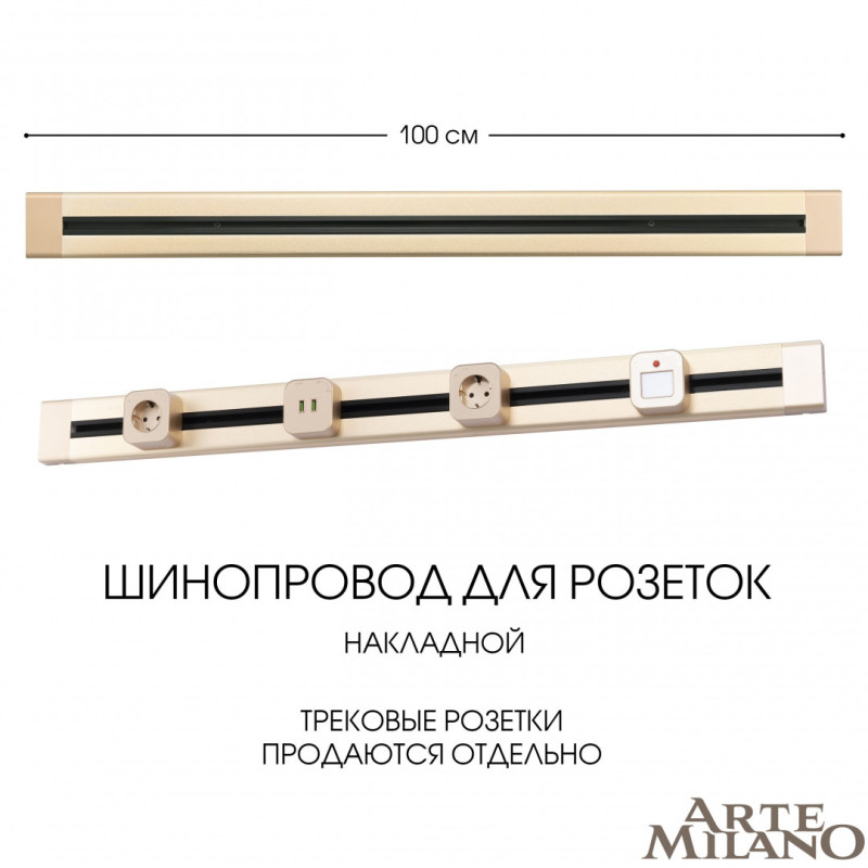 Трековая система розеток Arte Milano 382301TO/100 Gold