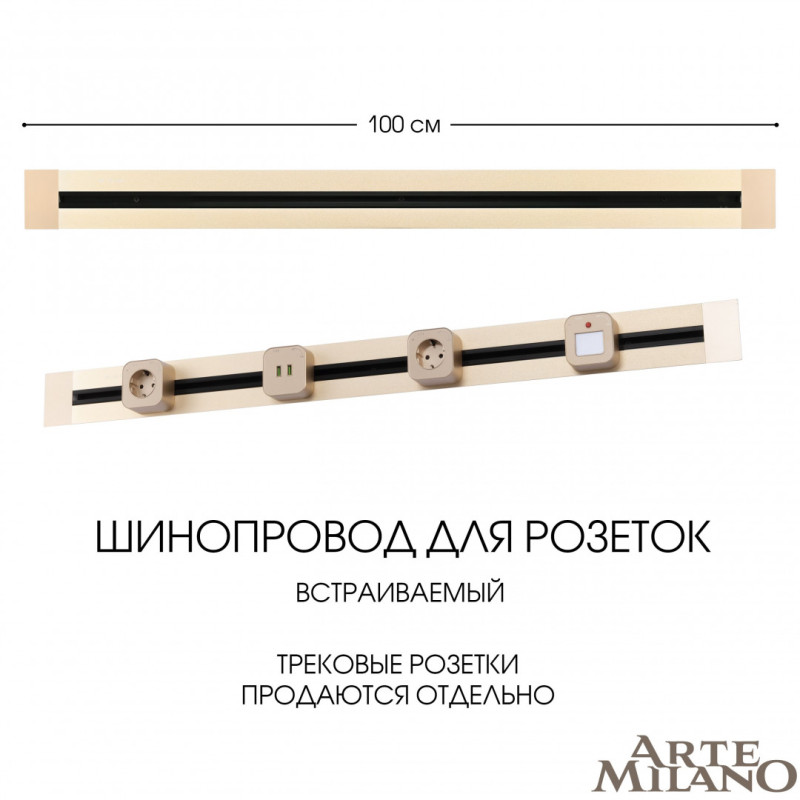 Трековая система розеток Arte Milano 382301TB/100 Gold