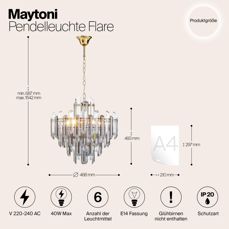 Каскадная люстра Maytoni DIA200PL-06G