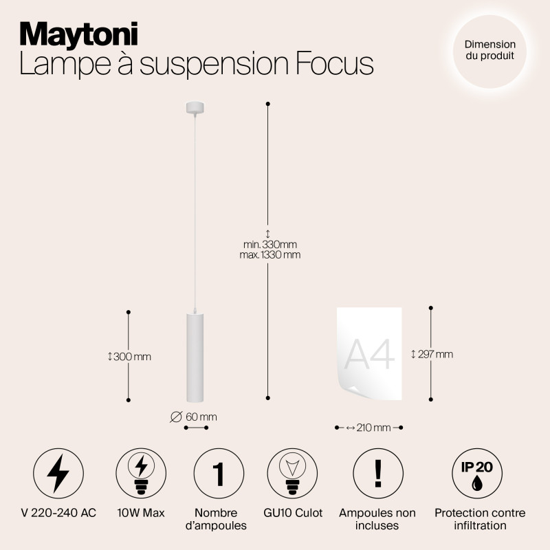 Подвесной светильник Maytoni Technical P075PL-01W