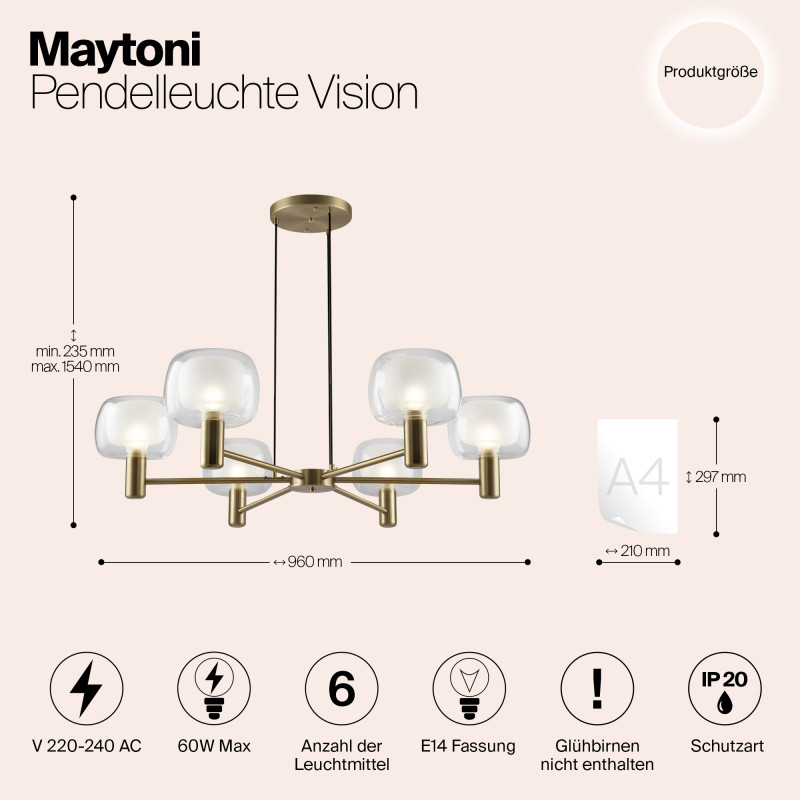 Люстра на штанге Maytoni MOD411PL-06G