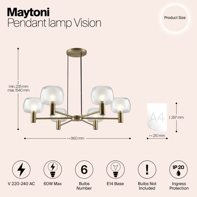 Люстра на штанге Maytoni MOD411PL-06G