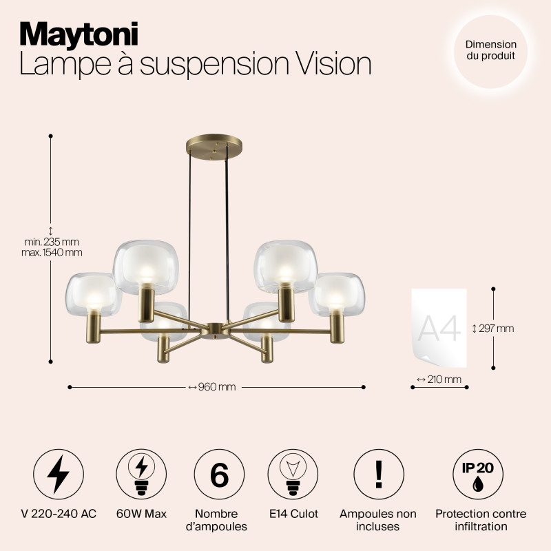 Люстра на штанге Maytoni MOD411PL-06G