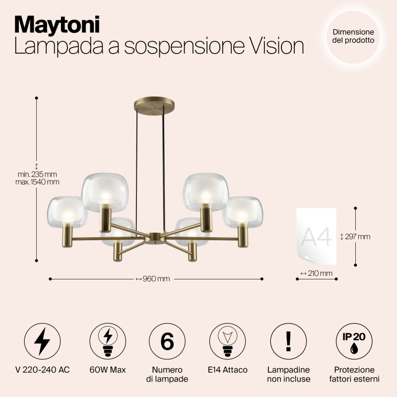 Люстра на штанге Maytoni MOD411PL-06G