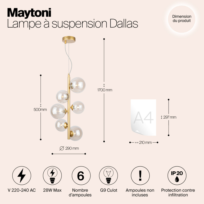 Подвесная люстра Maytoni MOD545PL-06G