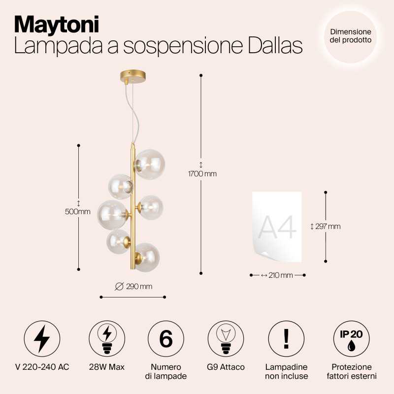 Подвесная люстра Maytoni MOD545PL-06G