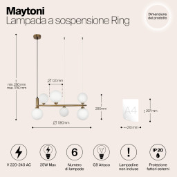 Подвесная люстра Maytoni MOD013PL-06BS1