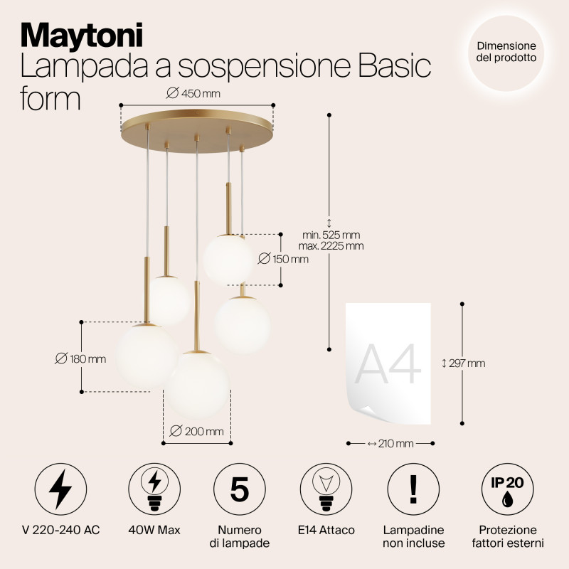 Люстра на штанге Maytoni MOD321PL-05G1