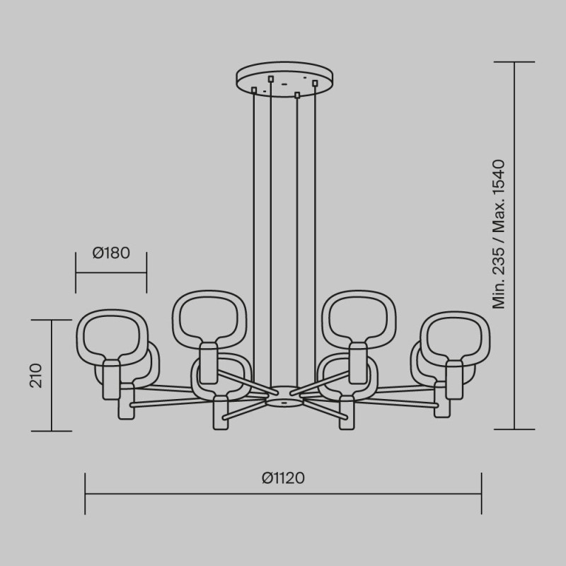 Люстра на штанге Maytoni MOD411PL-08G