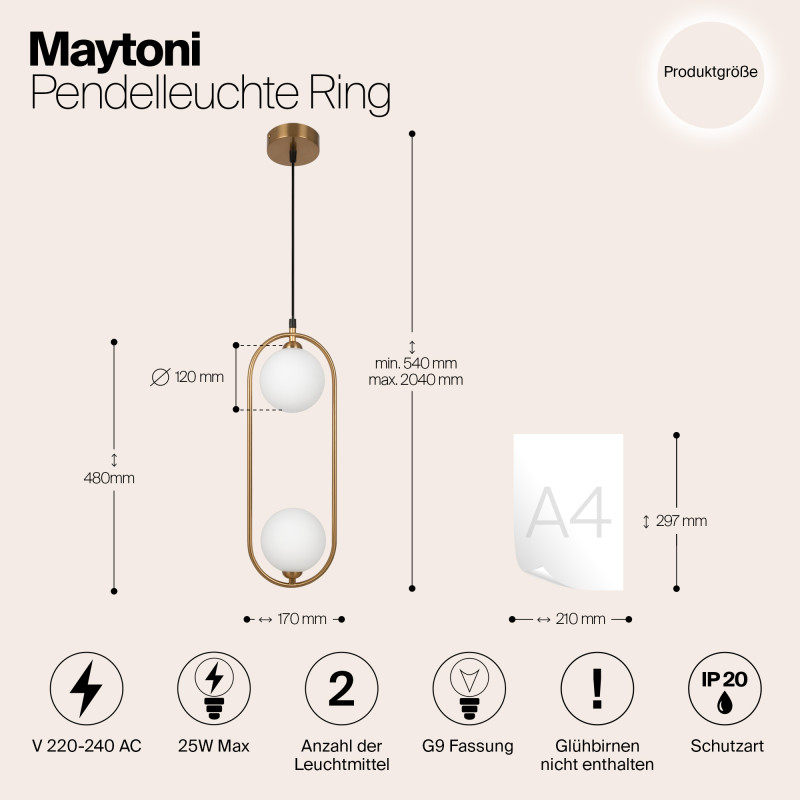 Подвесной светильник Maytoni MOD013PL-02BS1