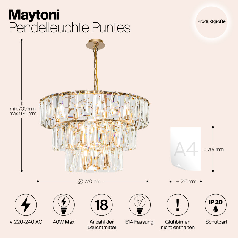 Каскадная люстра Maytoni MOD043PL-18G