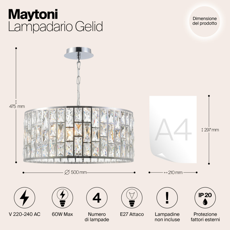 Подвесная люстра Maytoni MOD184-PL-04-CH