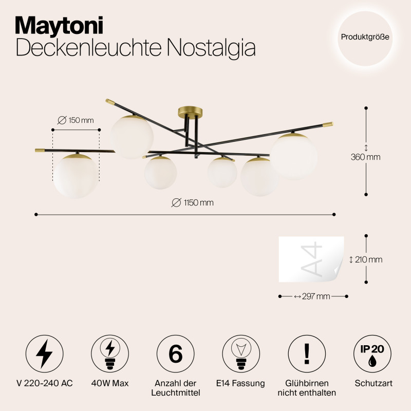 Люстра на штанге Maytoni MOD048CL-06G