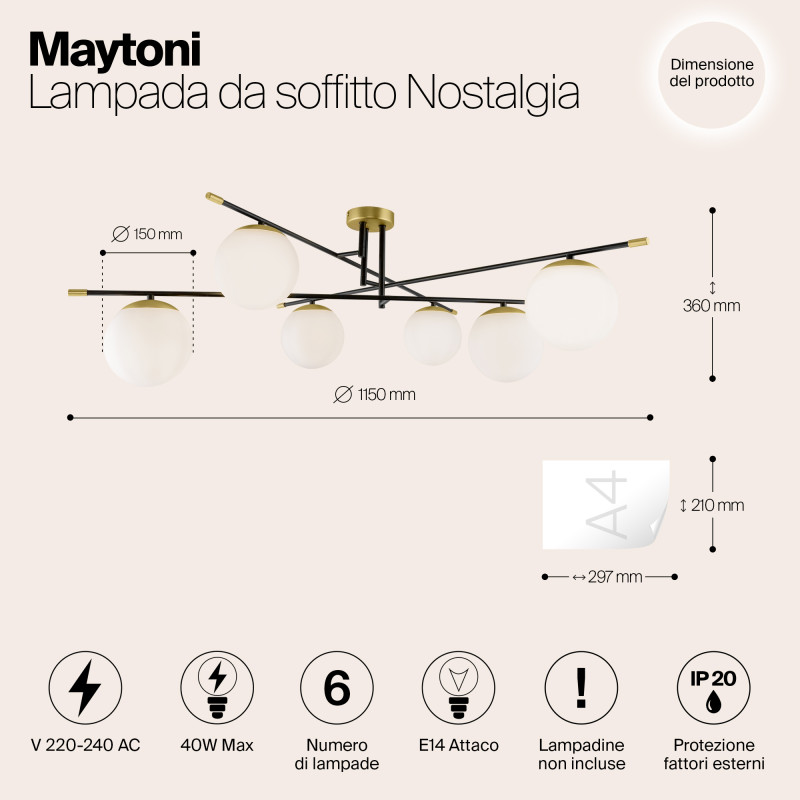 Люстра на штанге Maytoni MOD048CL-06G