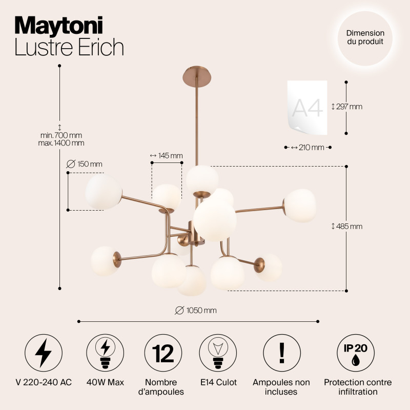 Люстра на штанге Maytoni MOD221-PL-12-G