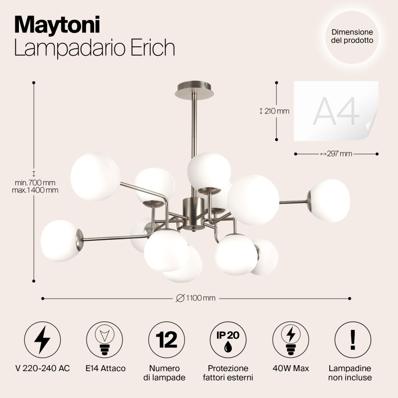 Люстра на штанге Maytoni MOD221-PL-12-N