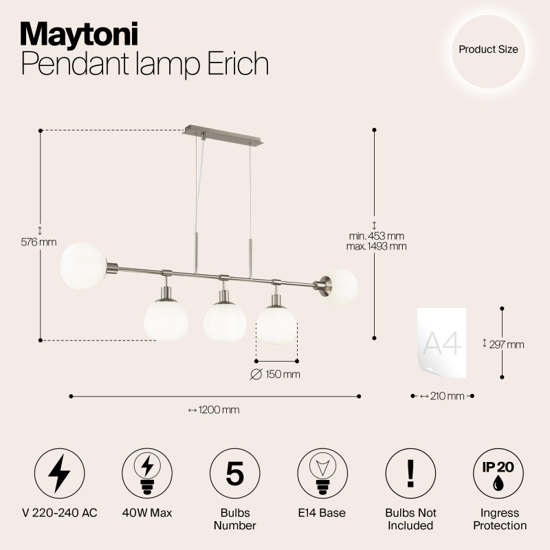 Подвесная люстра Maytoni MOD221-PL-05-N