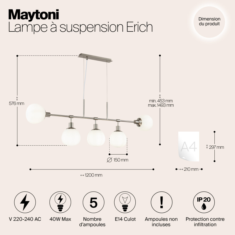 Подвесная люстра Maytoni MOD221-PL-05-N