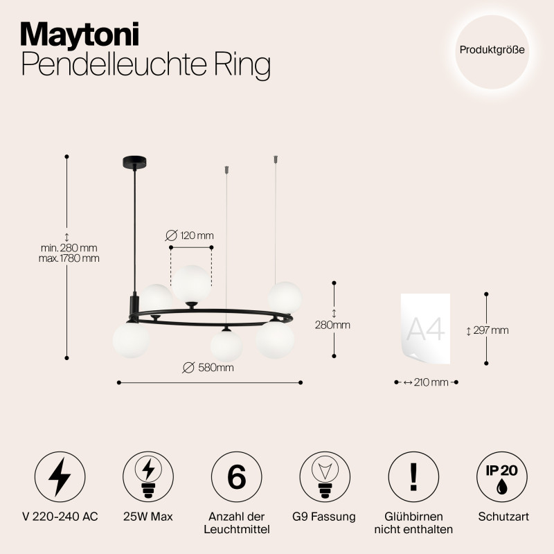 Подвесная люстра Maytoni MOD013PL-06B