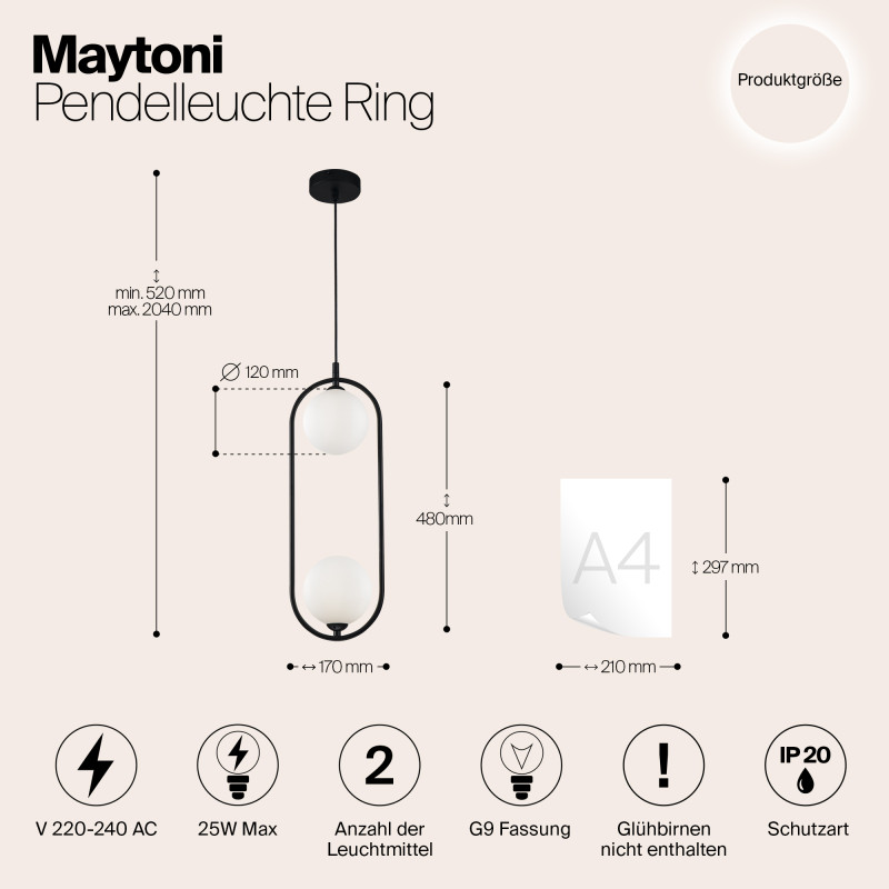 Подвесной светильник Maytoni MOD013PL-02B