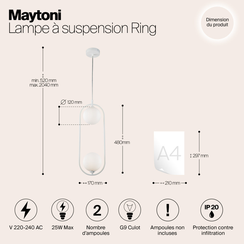 Подвесной светильник Maytoni MOD013PL-02W