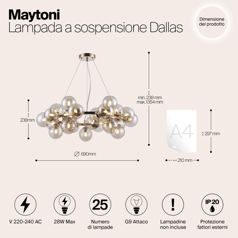 Подвесная люстра Maytoni MOD548PL-25G