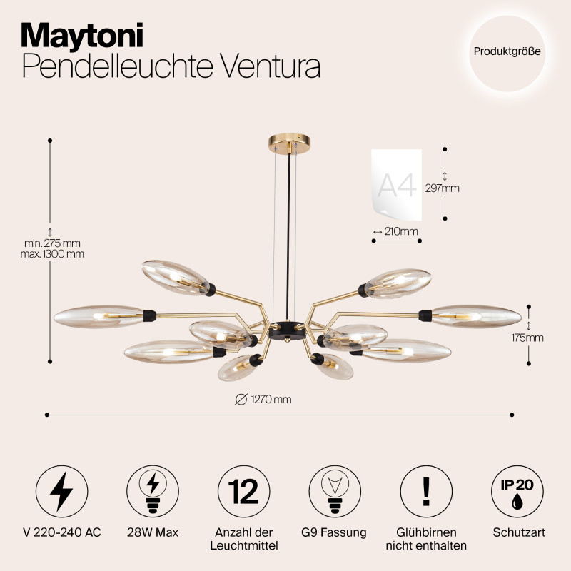 Подвесная люстра Maytoni MOD012CL-12G