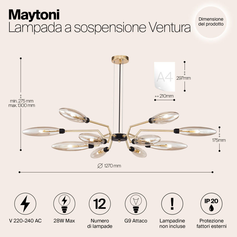 Подвесная люстра Maytoni MOD012CL-12G