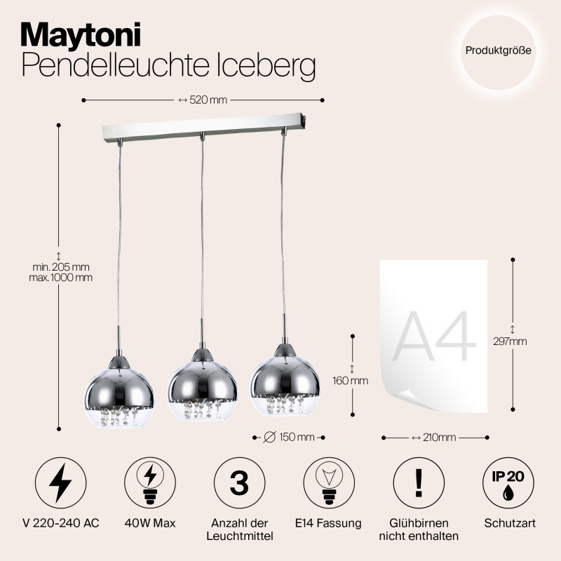 Подвесная люстра Maytoni P012-PL-03-N