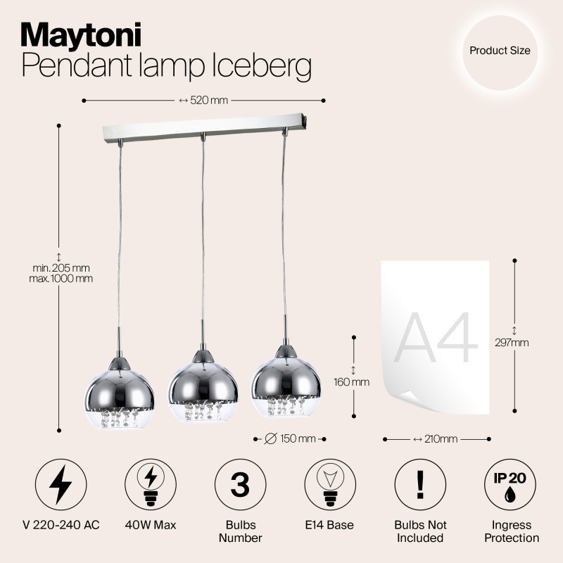 Подвесная люстра Maytoni P012-PL-03-N