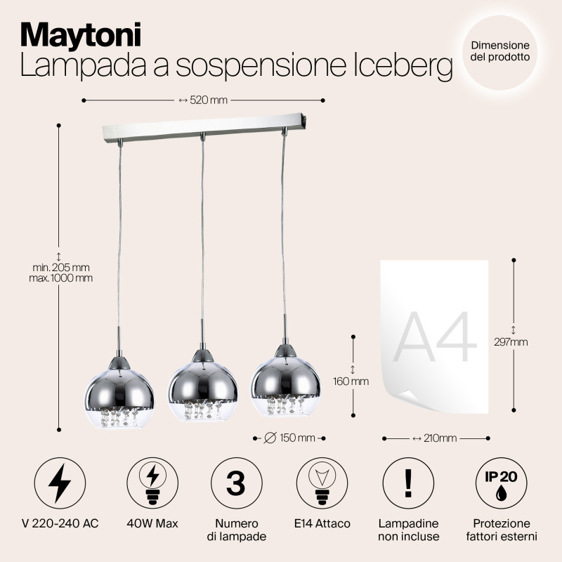 Подвесная люстра Maytoni P012-PL-03-N