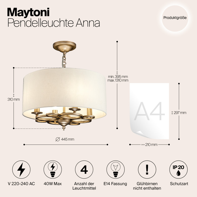 Подвесная люстра Maytoni H007PL-04G