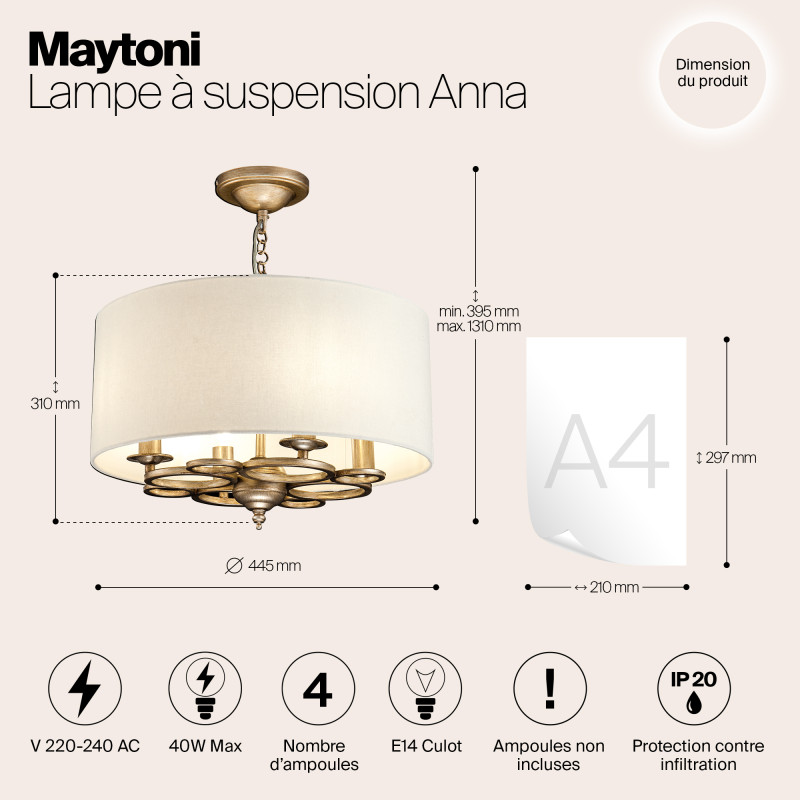 Подвесная люстра Maytoni H007PL-04G