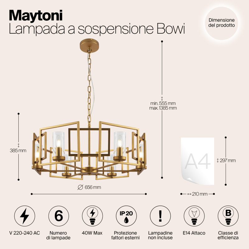 Подвесная люстра Maytoni H009PL-06G