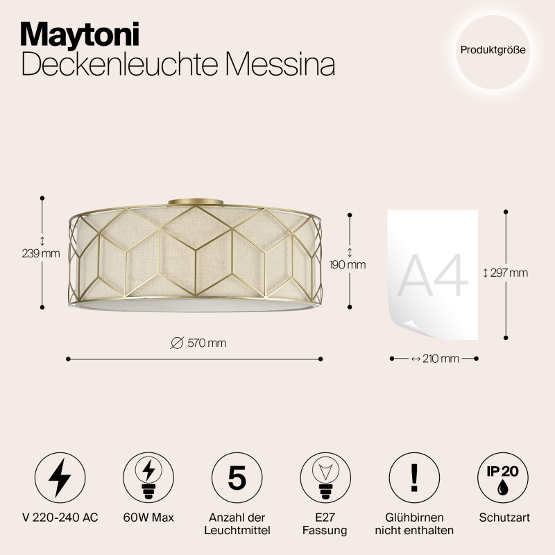 Накладная люстра Maytoni H223-PL-05-G