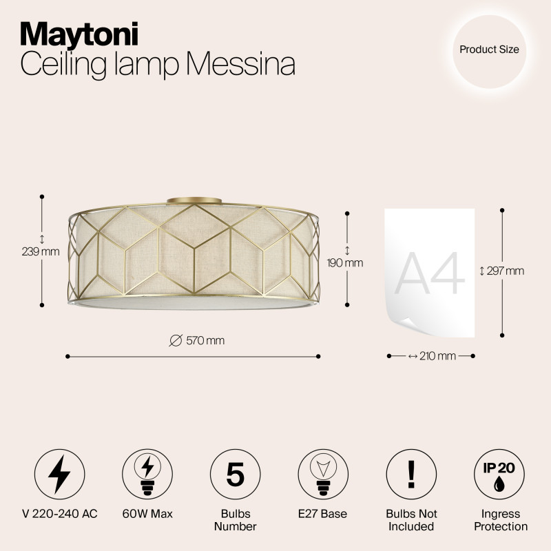 Накладная люстра Maytoni H223-PL-05-G