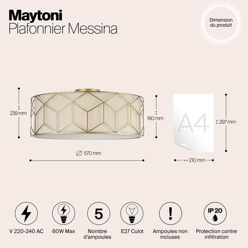 Накладная люстра Maytoni H223-PL-05-G