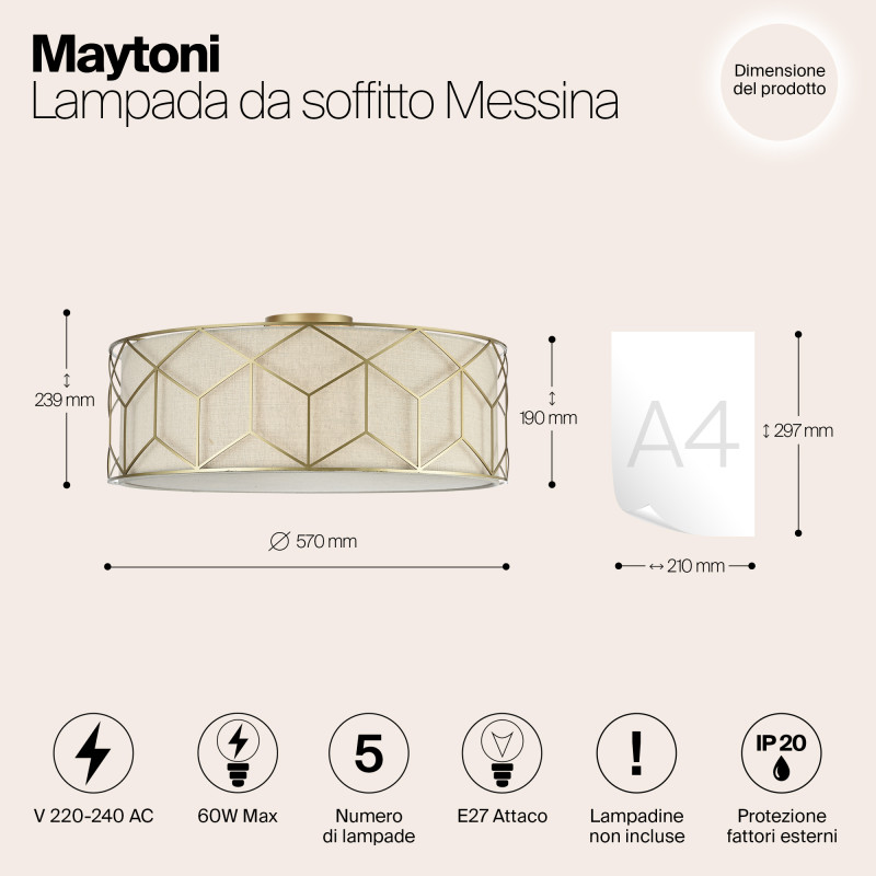 Накладная люстра Maytoni H223-PL-05-G