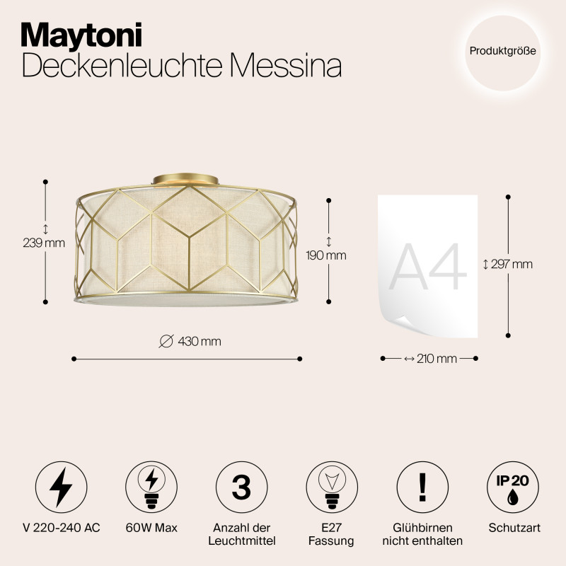 Накладная люстра Maytoni H223-PL-03-G