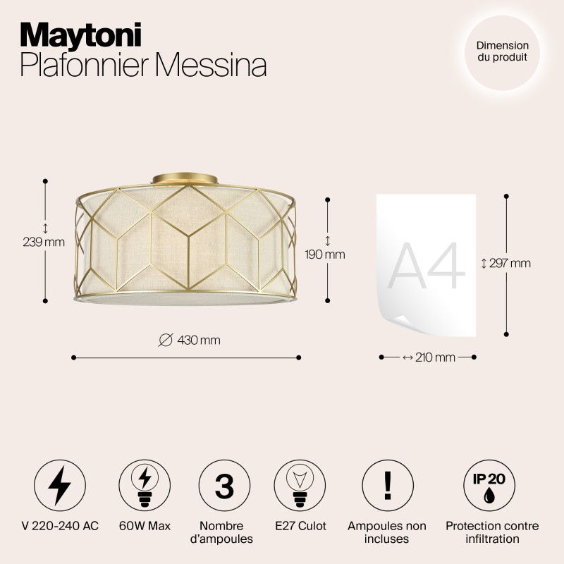 Накладная люстра Maytoni H223-PL-03-G