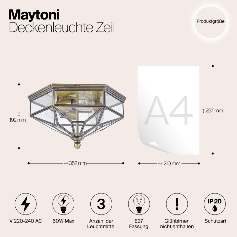 Накладной светильник Maytoni H356-CL-03-BZ