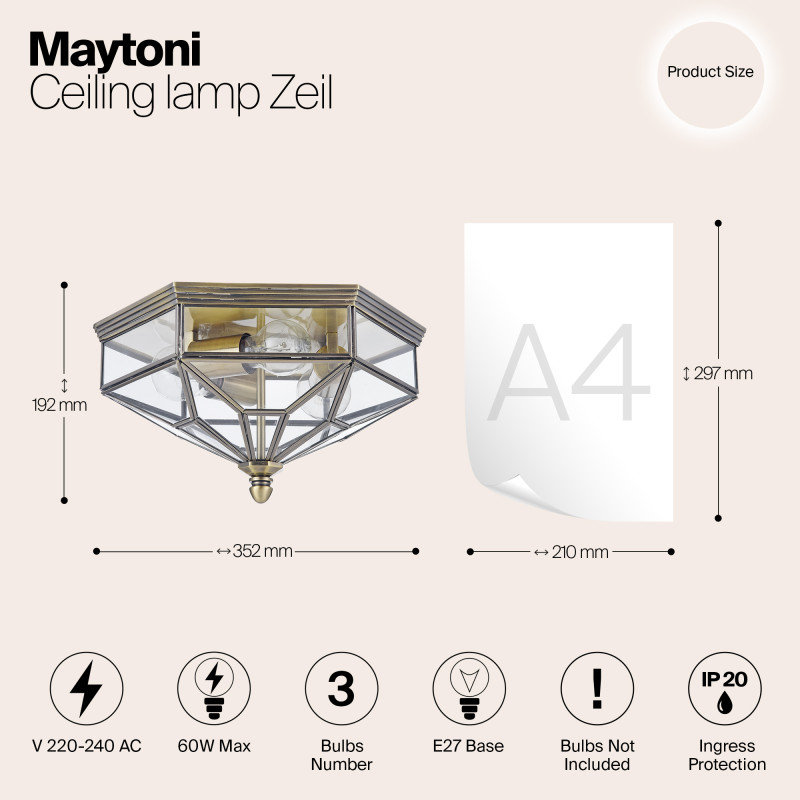 Накладной светильник Maytoni H356-CL-03-BZ