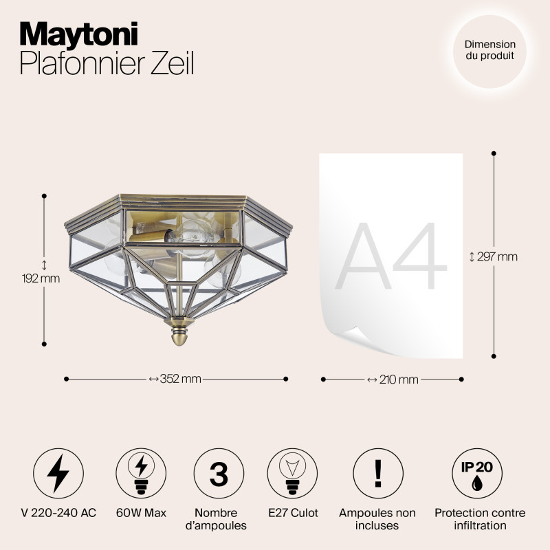 Накладной светильник Maytoni H356-CL-03-BZ